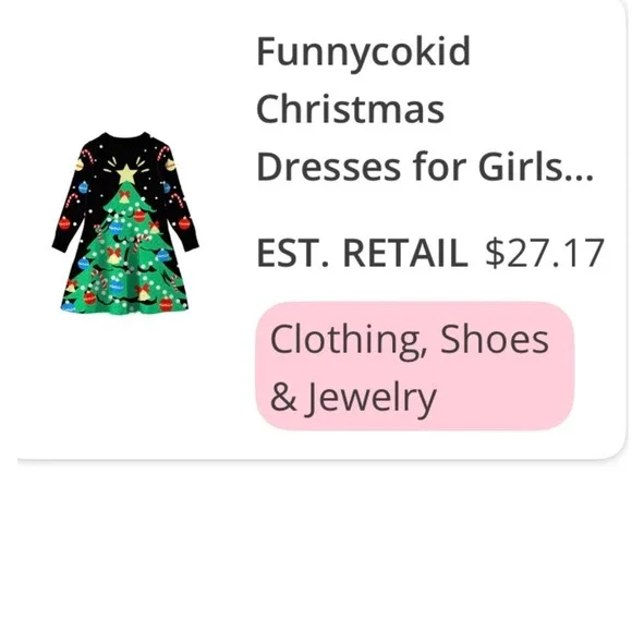 Girls Christmas Tree Sweater Dress Black Knit Long Sleeve Holiday Size M - Picture 8 of 8